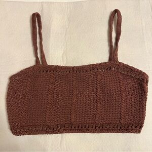 NWT Free People Beach Brown Crochet Knit Womens Crop Bralette Tank Top